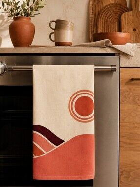 Danica Studio Solstice Retro Rainbow Kitchen Towel Cotton Linen Boho Desert